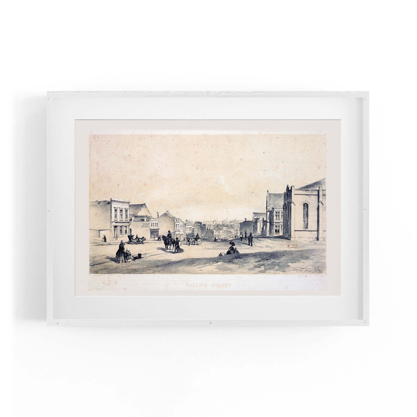 Collins St Melbourne Vintage Drawing Wall Art - The Affordable Art Company