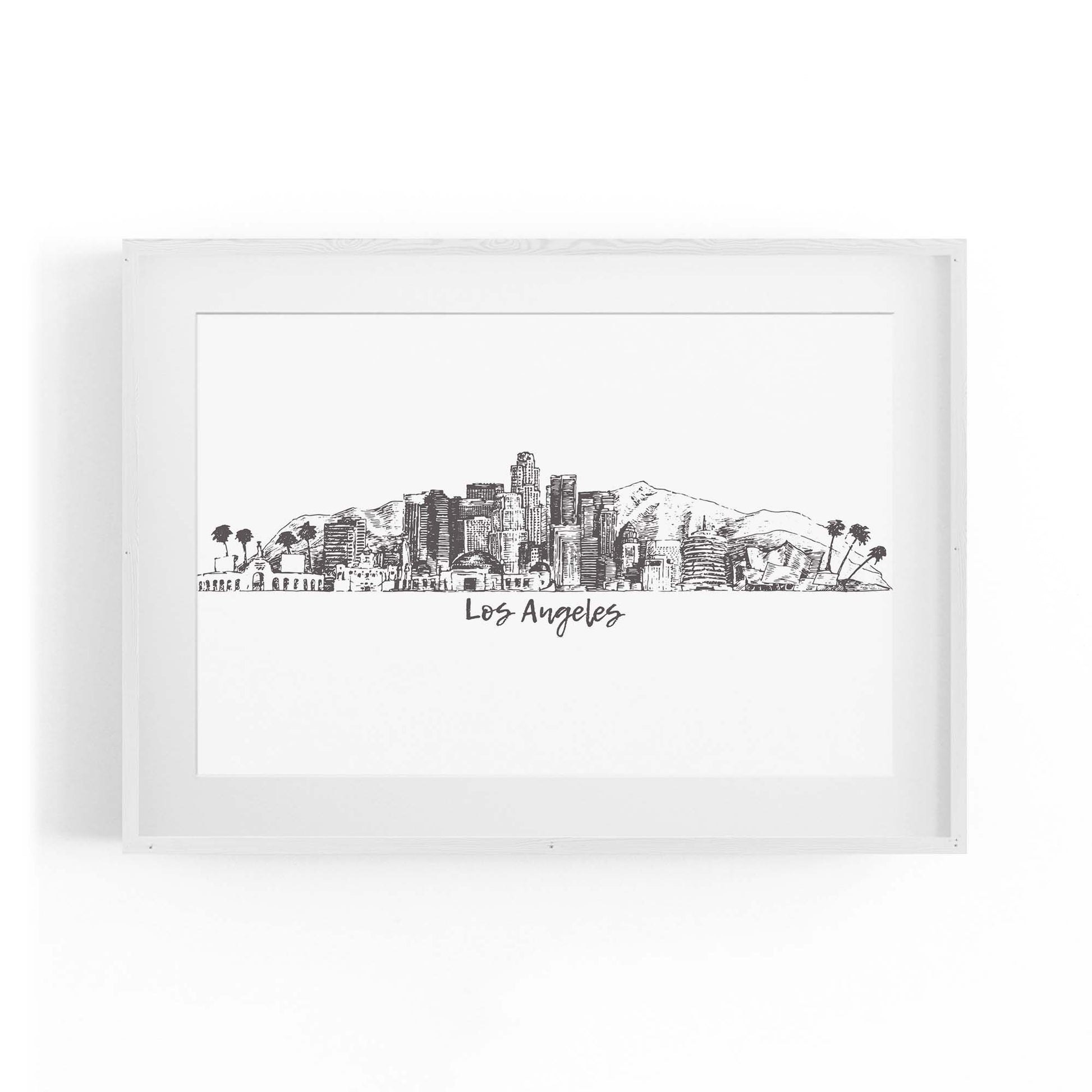 Los Angeles California Cityscape Drawing Wall Art #1 - The Affordable Art Company