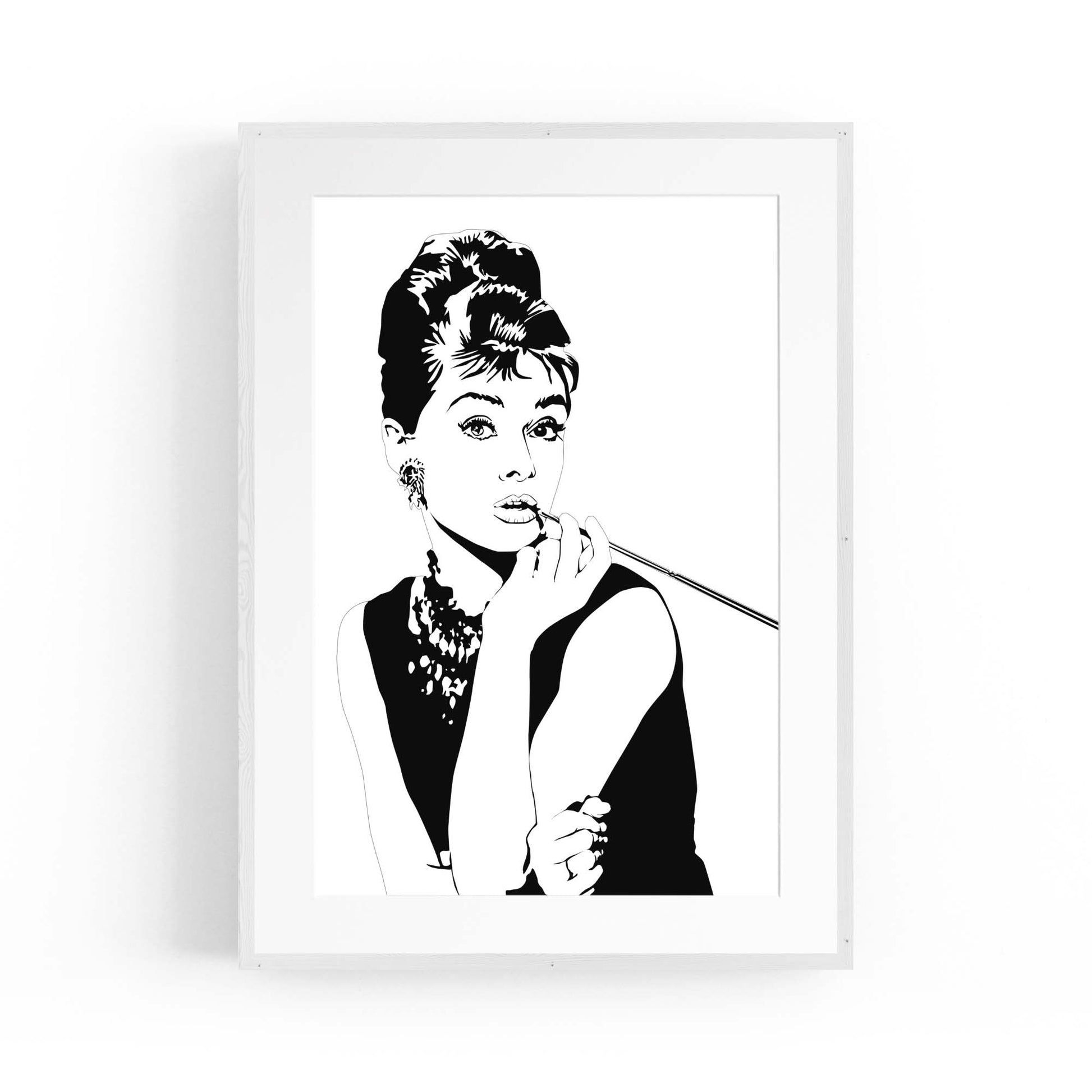 Audrey Hepburn Fashion Minimal Bedroom Wall Art #1 - The Affordable Art Company