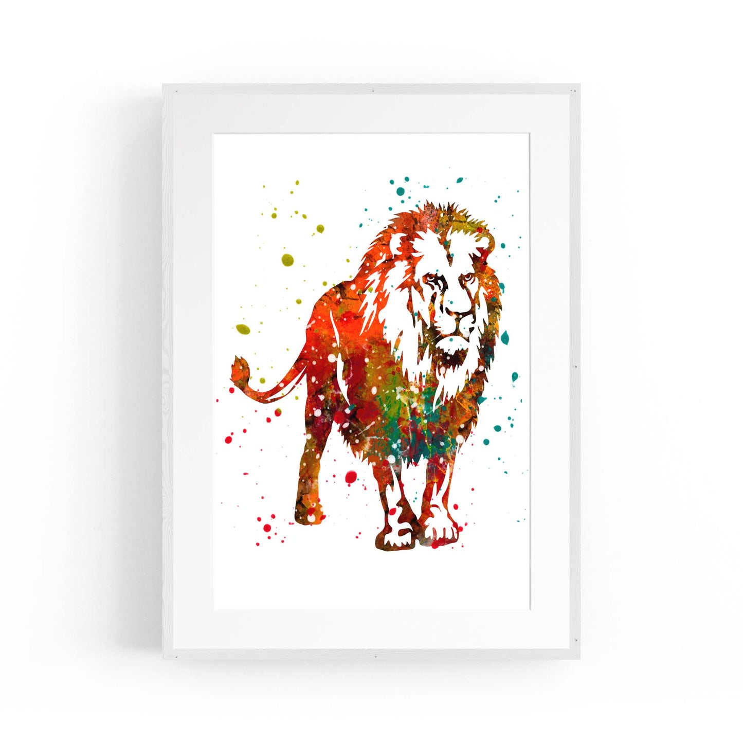 Lion Painting Safari Animal Minimal Wall Art - The Affordable Art Company