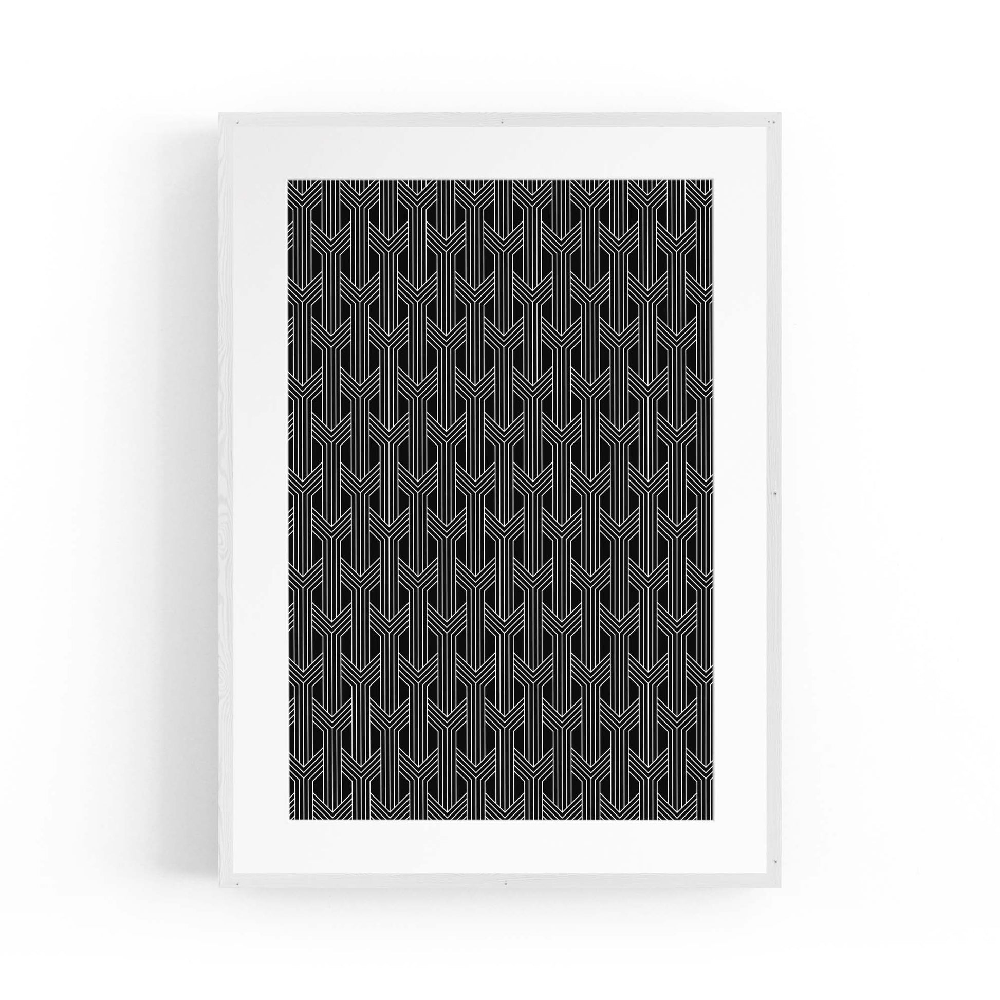 Geometric Pattern Abstract Black & White Wall Art #3 - The Affordable Art Company