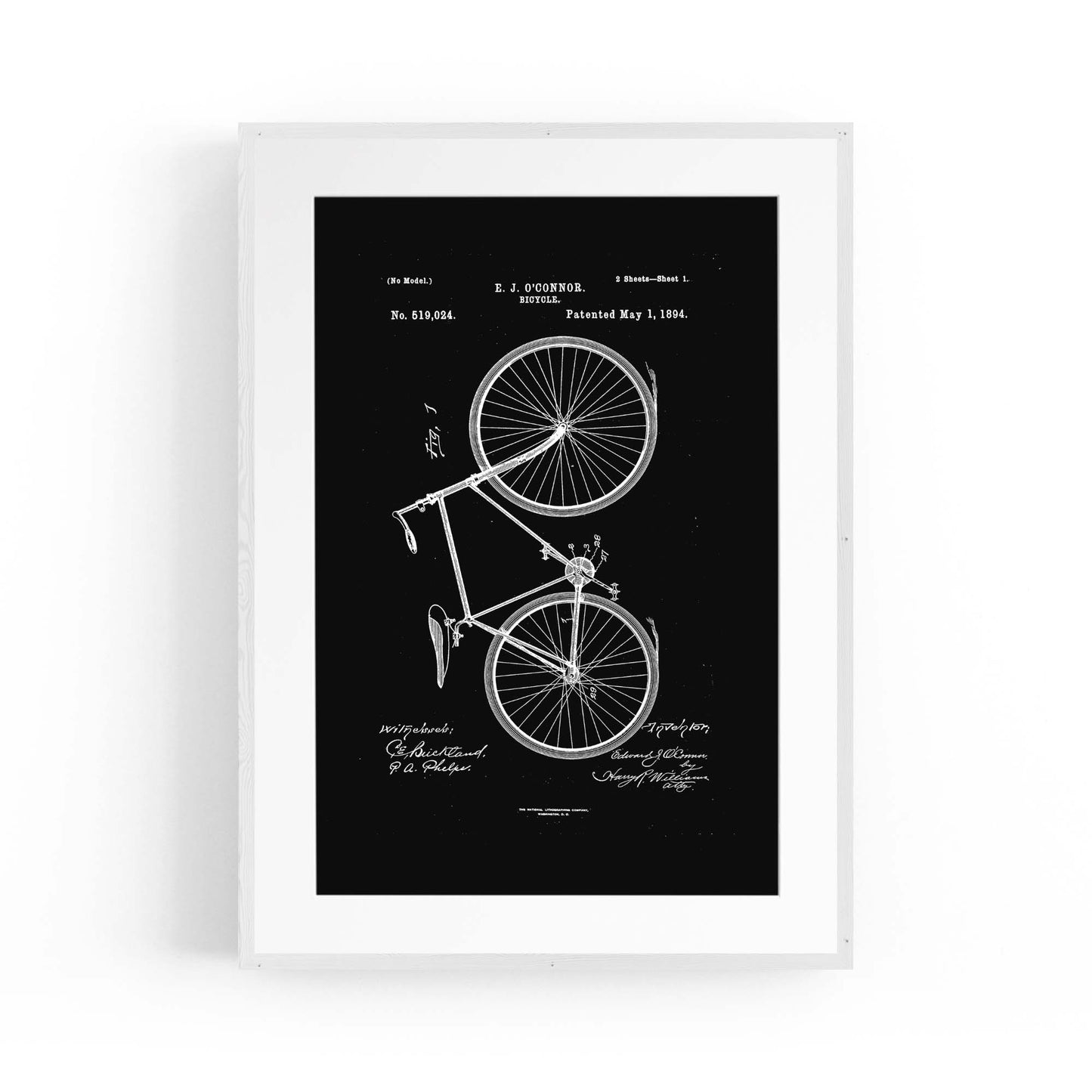 Vintage Bicycle Patent Cycling Cyclist Gift Wall Art #1 - The Affordable Art Company