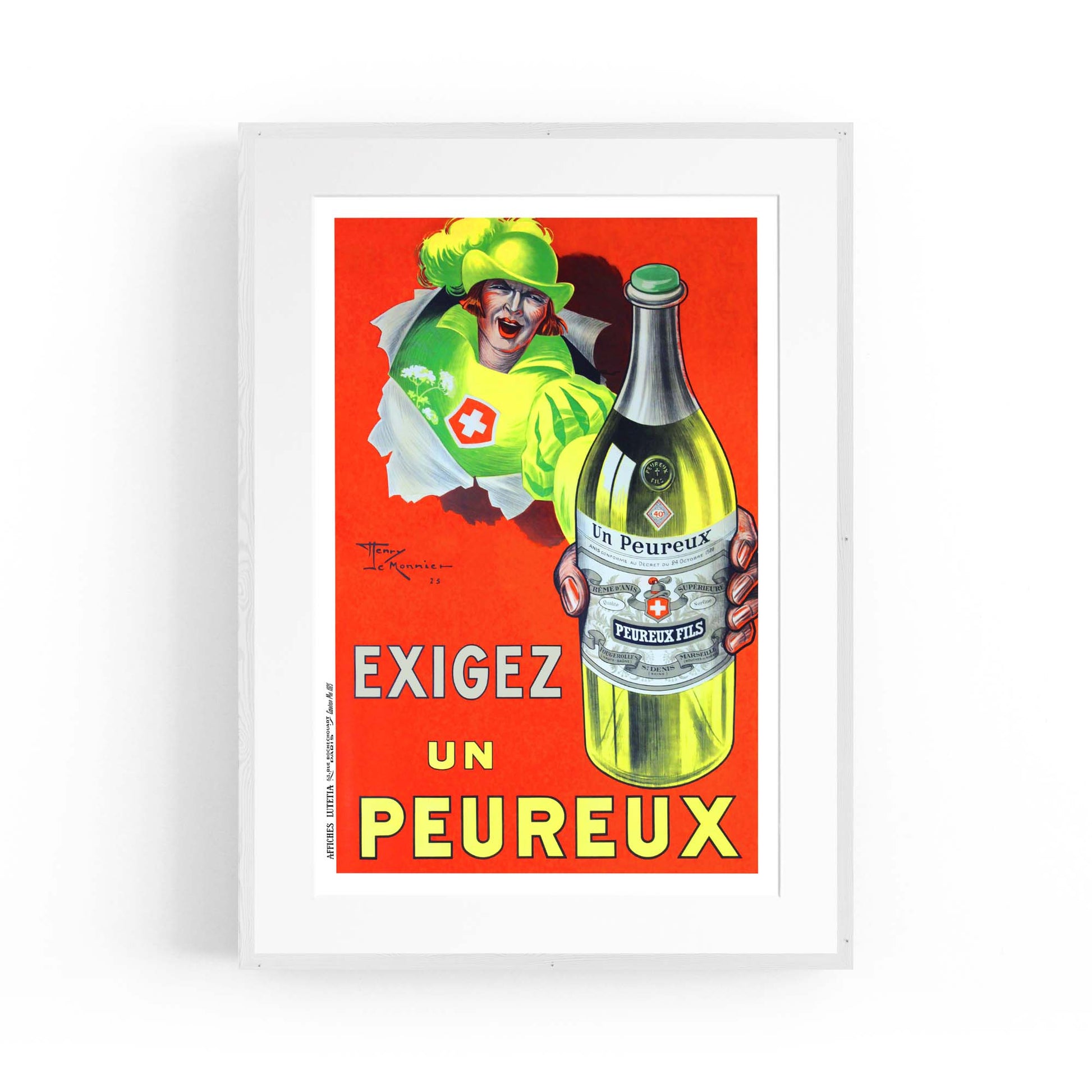 Exigez Un Peureux Vintage Drinks Advert Wall Art - The Affordable Art Company