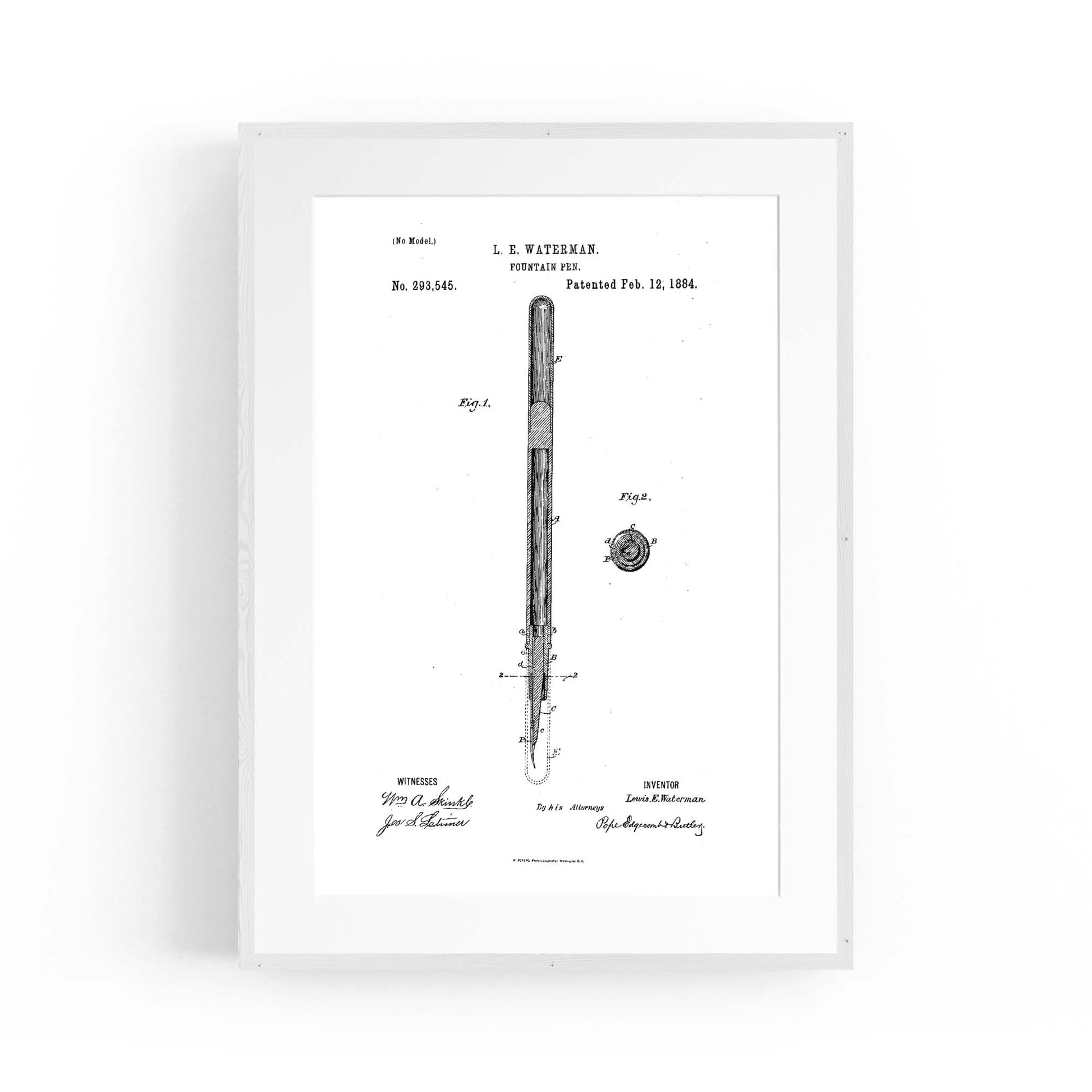 Vintage Fountain Pen Patent Artwork Wall Art #2 - The Affordable Art Company