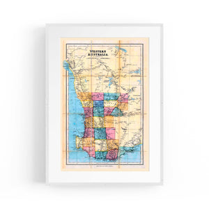 Western Australia Vintage Map Perth Wall Art - The Affordable Art Company