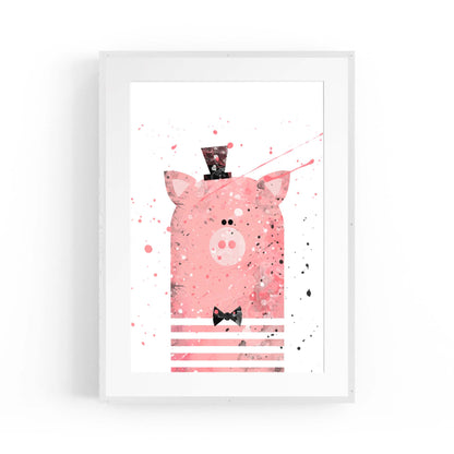 Pink Pig Nursery Cartoon Cute Animal Baby Wall Art - The Affordable Art Company