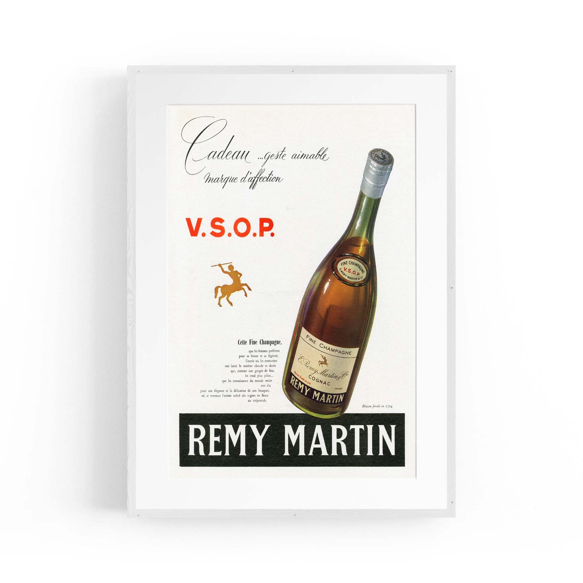 Remy Martin Cognac Champagne Vintage Drinks Advert Wall Art - The Affordable Art Company