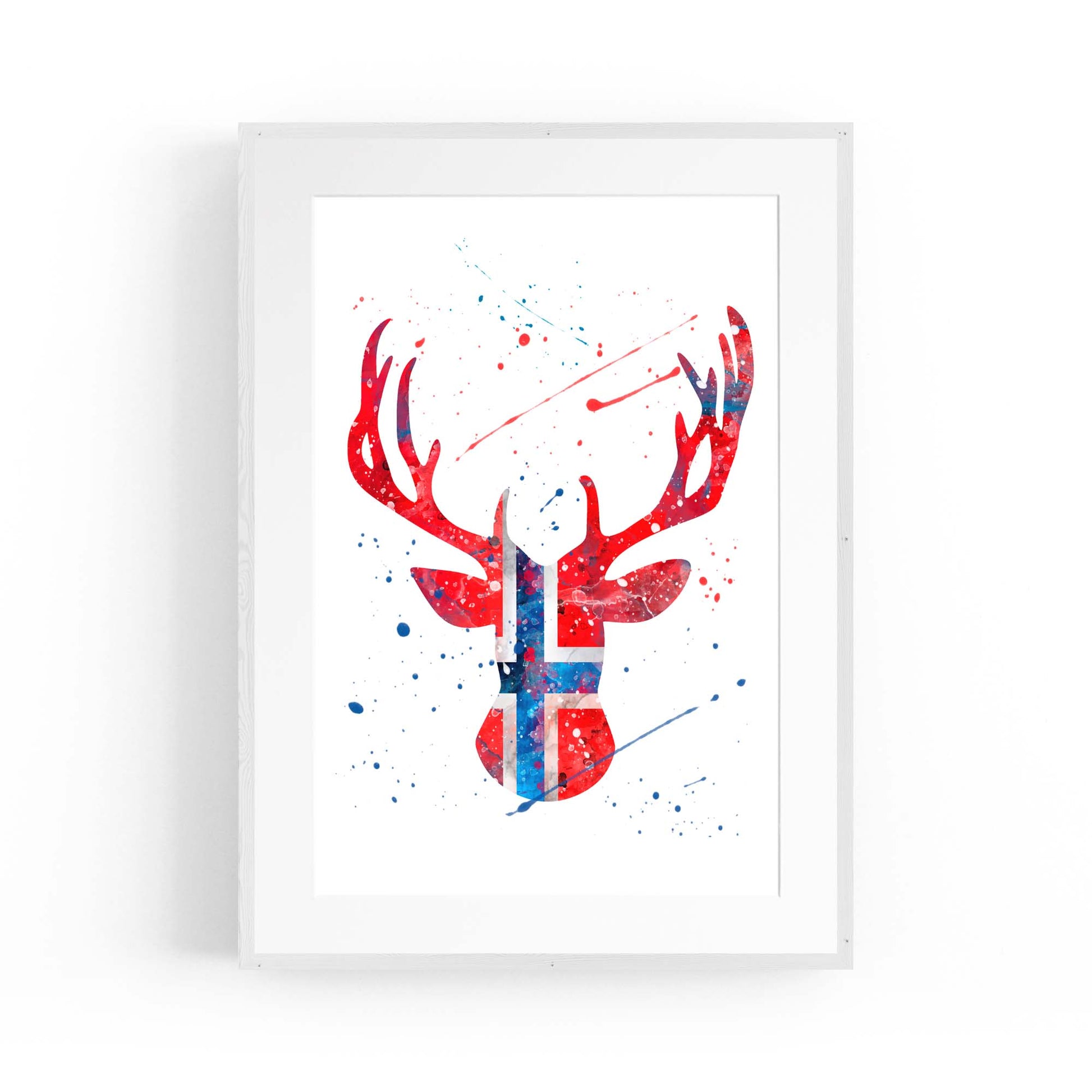 Norwegian Flag Deer Painting Wall Art - The Affordable Art Company