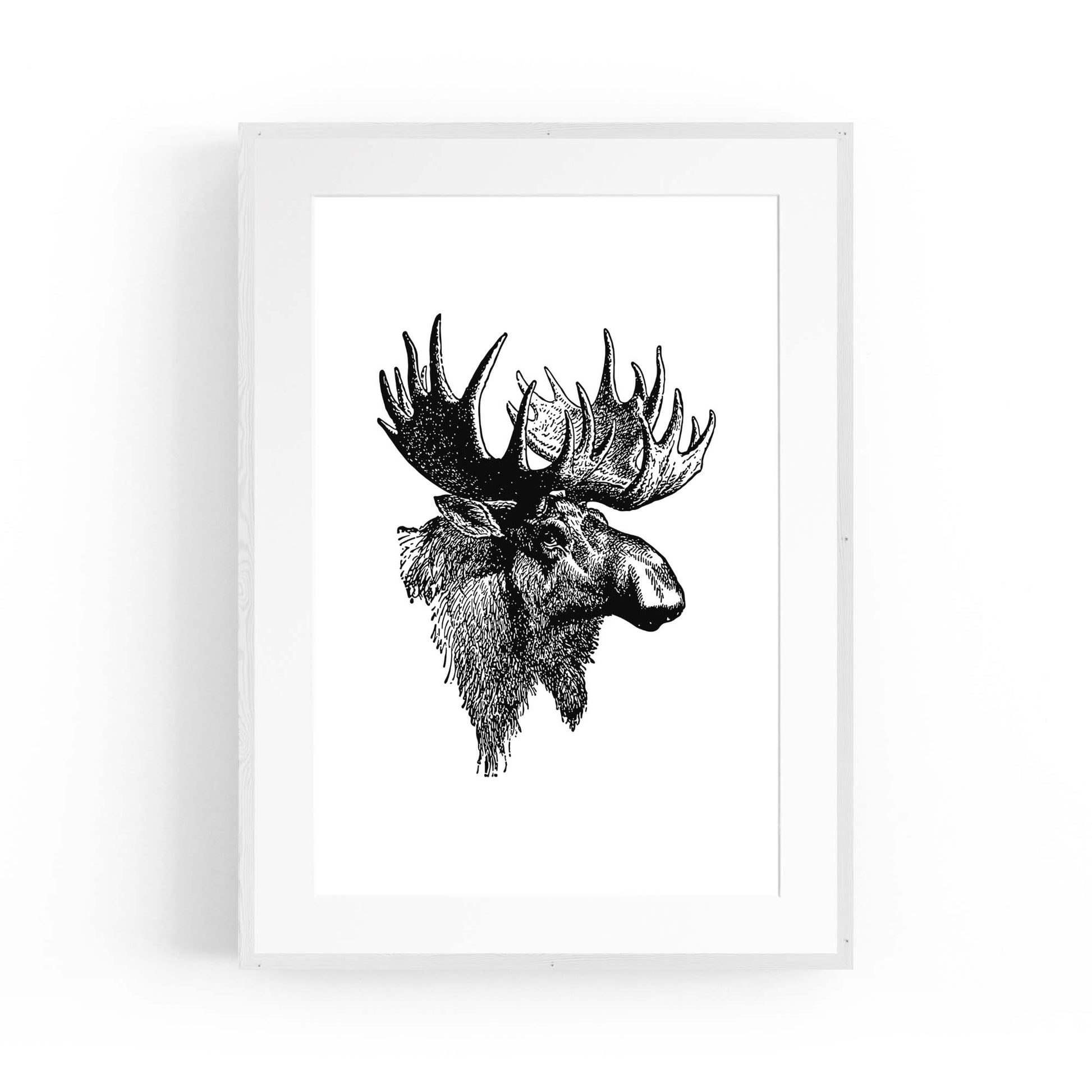 Moose Head Drawing Hunting Man Cave Wall Art #2 - The Affordable Art Company