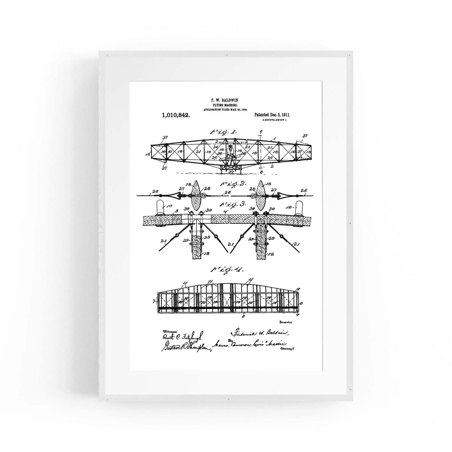 Airplane Patent Vintage Minimal Man Cave Wall Art #3 - The Affordable Art Company
