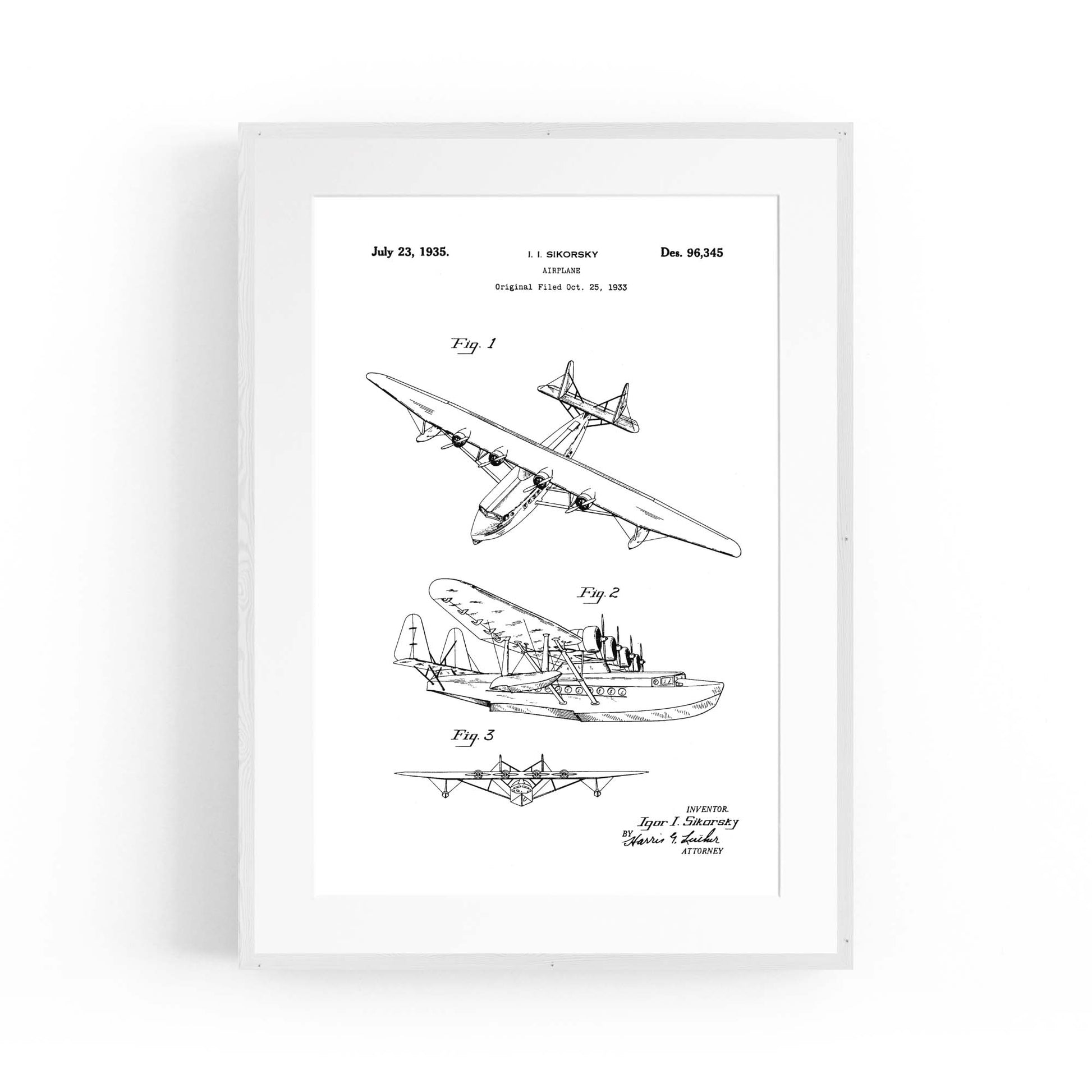 Airplane Patent Vintage Minimal Man Cave Wall Art #11 - The Affordable Art Company