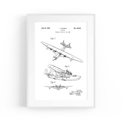 Airplane Patent Vintage Minimal Man Cave Wall Art #11 - The Affordable Art Company