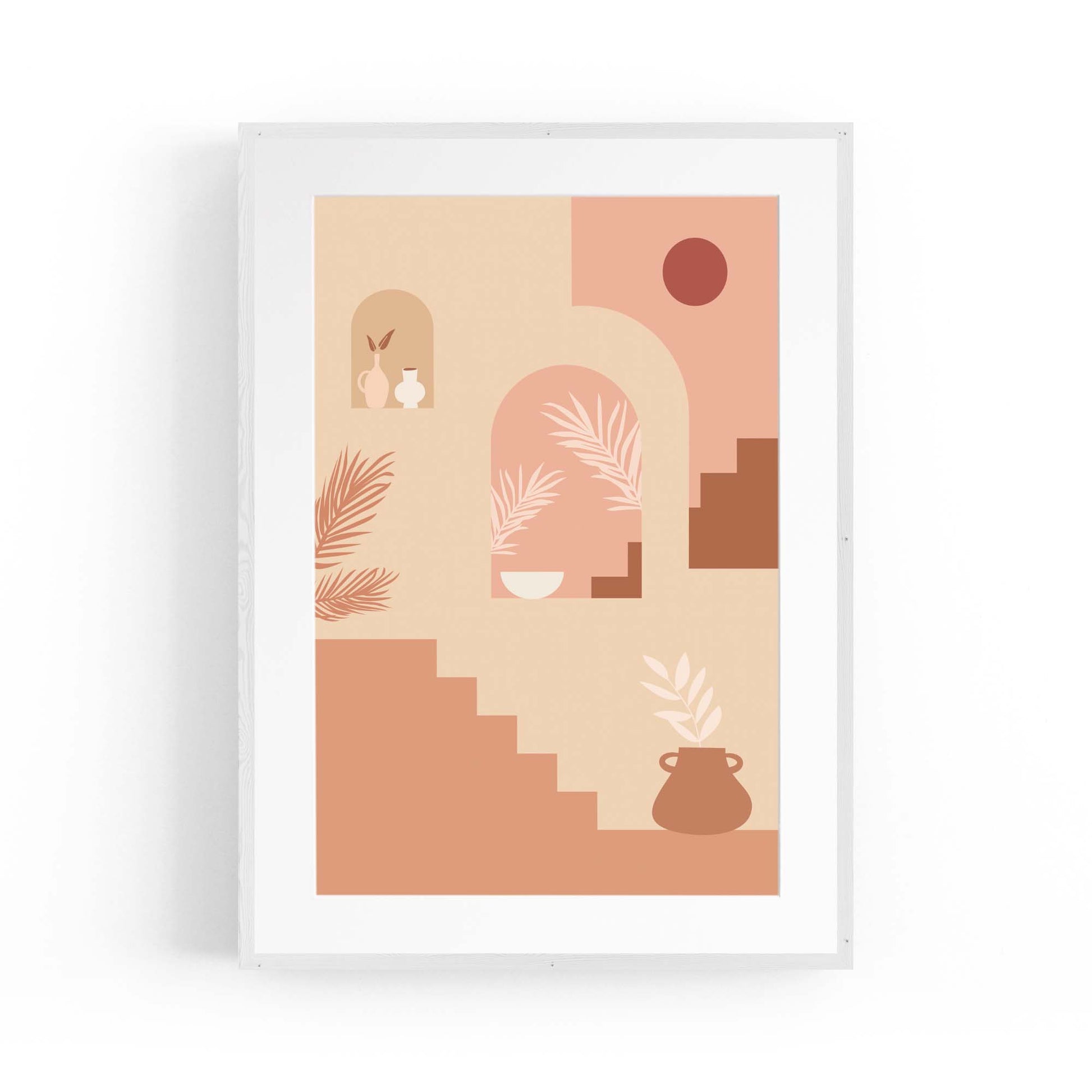 Abstract Terracotta Minimal Home Decor Wall Art - The Affordable Art Company