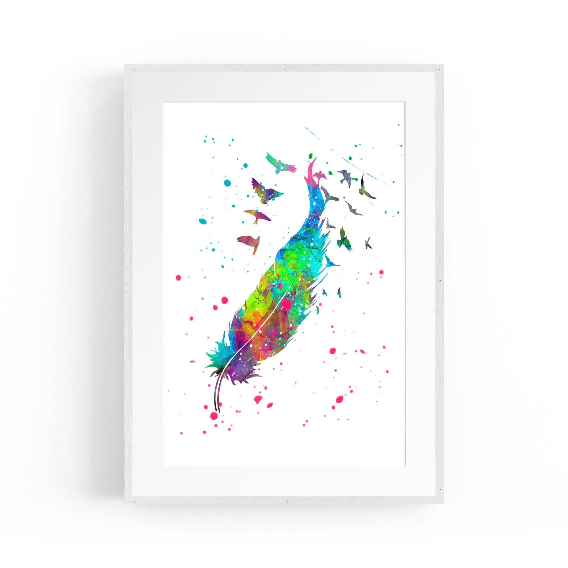 Feather Painting Colourful Bird Wall Art #3 - The Affordable Art Company