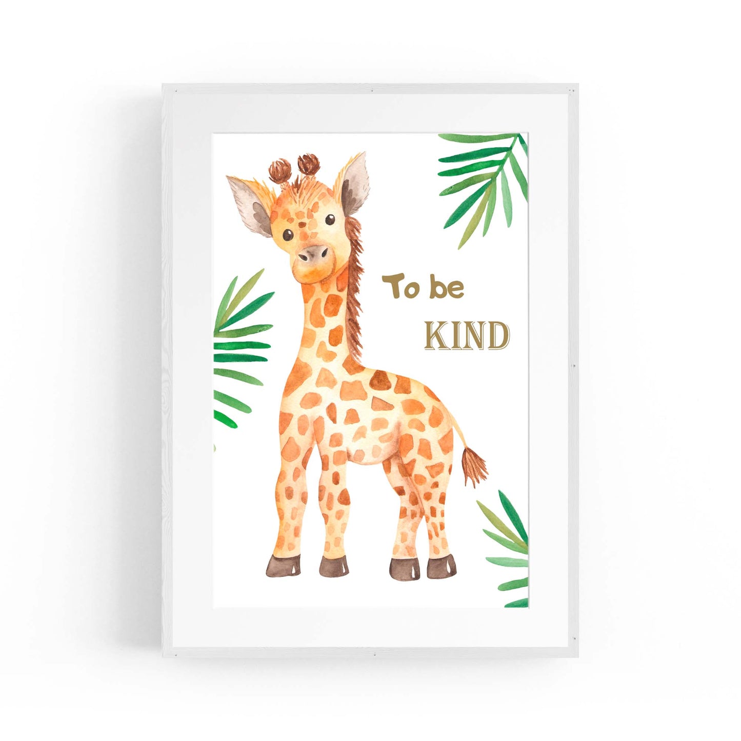 Giraffe "To Be Kind" Quote Nursery Baby Wall Art - The Affordable Art Company