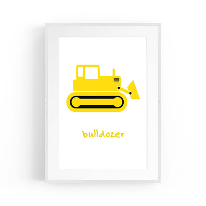 Yellow Digger Boys Bedroom Nursery Wall Art - The Affordable Art Company