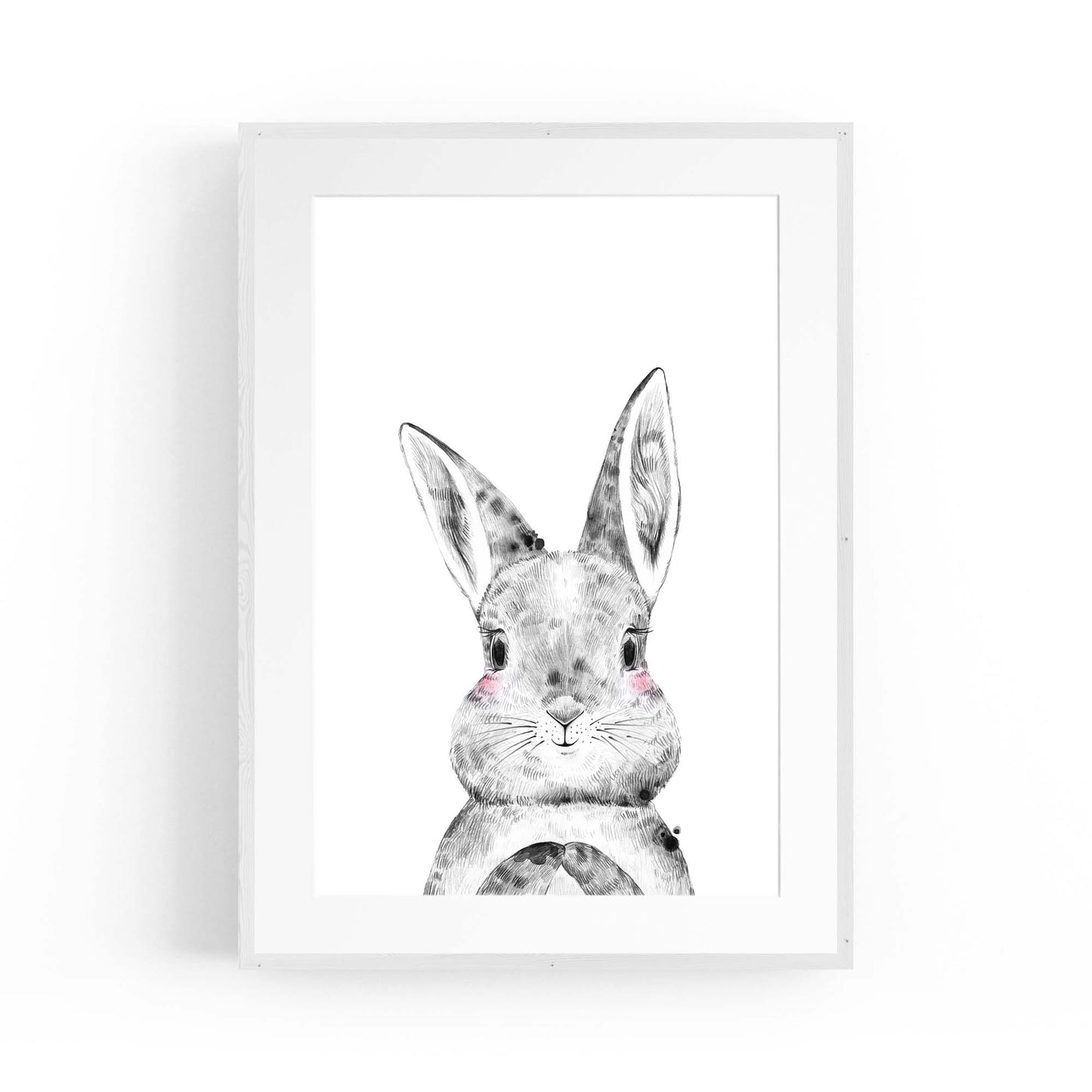 Cute Blushing Baby Bunny Rabbit Nursery Animal Art - The Affordable Art Company