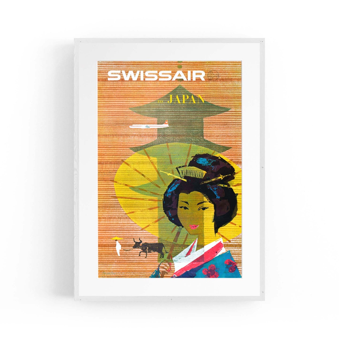 Swissair to Japan Vintage Travel Advert Wall Art - The Affordable Art Company