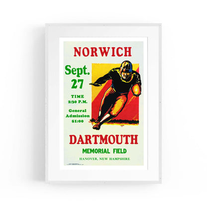 Dartmouth vs Norwich Rugby Vintage Sport Advert Wall Art - The Affordable Art Company