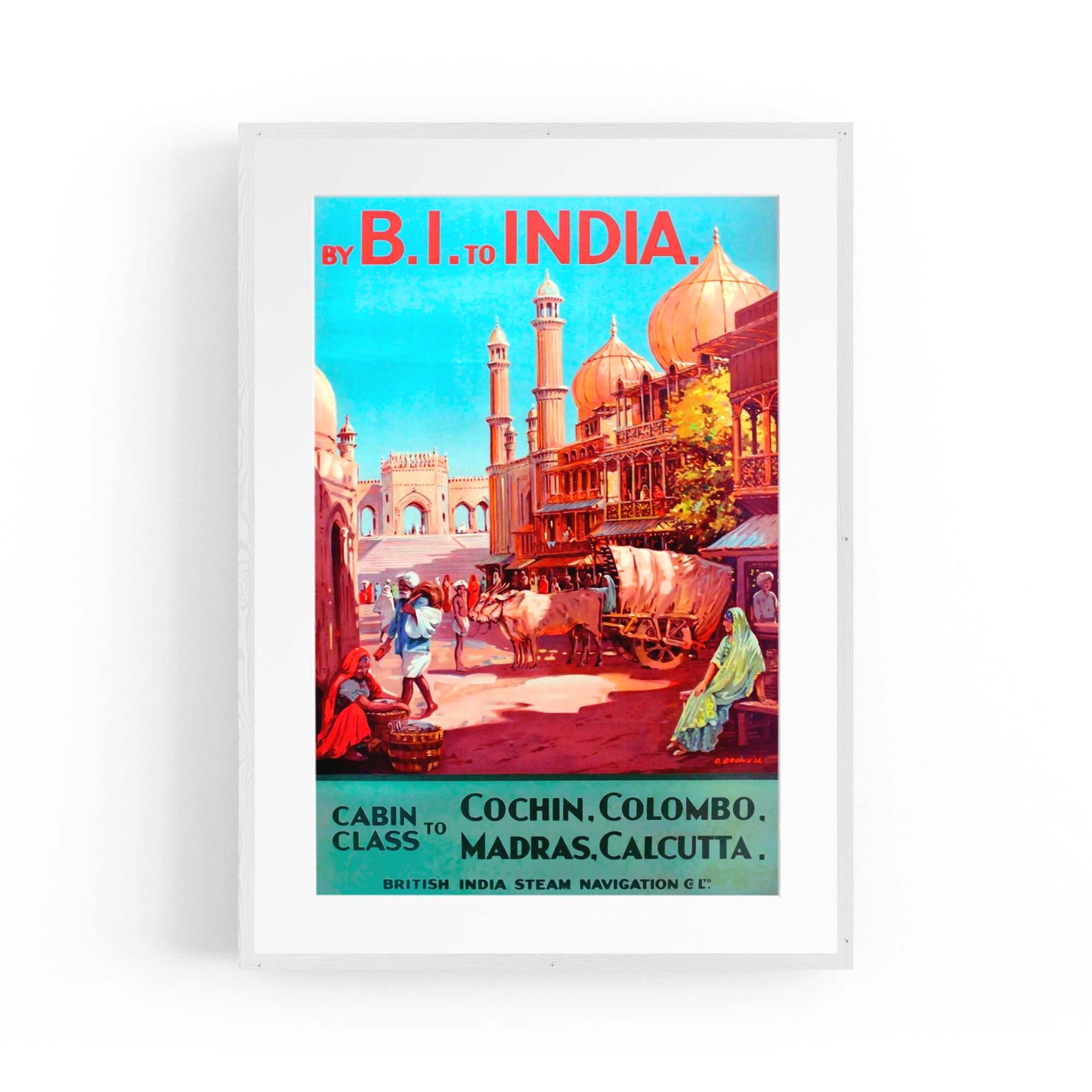 BI to India Vintage Travel Advert Wall Art - The Affordable Art Company