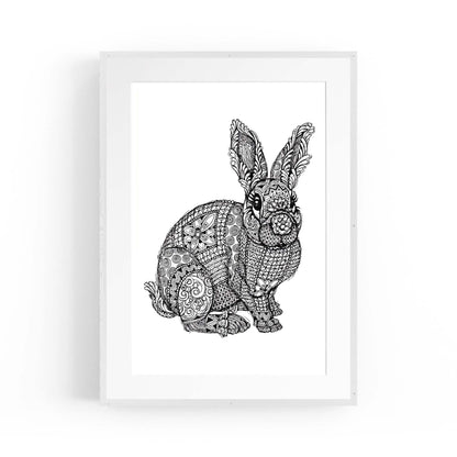 Rabbit Mandala Minimal Drawing Wall Art - The Affordable Art Company