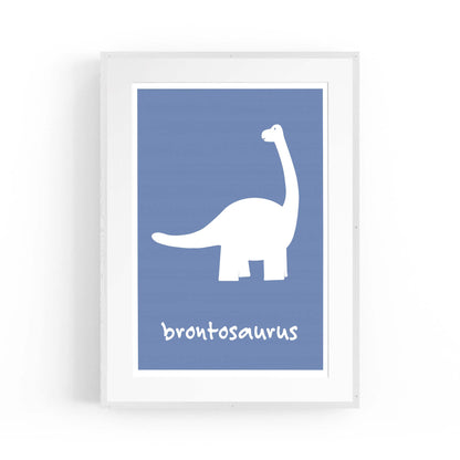 Brontosaurus Blue Dinosaur Nursery Boys Bedroom Art - The Affordable Art Company