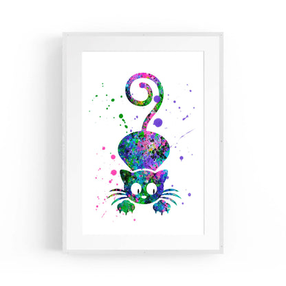 Cute Cat Painting Colourful Animal Wall Art #3 - The Affordable Art Company