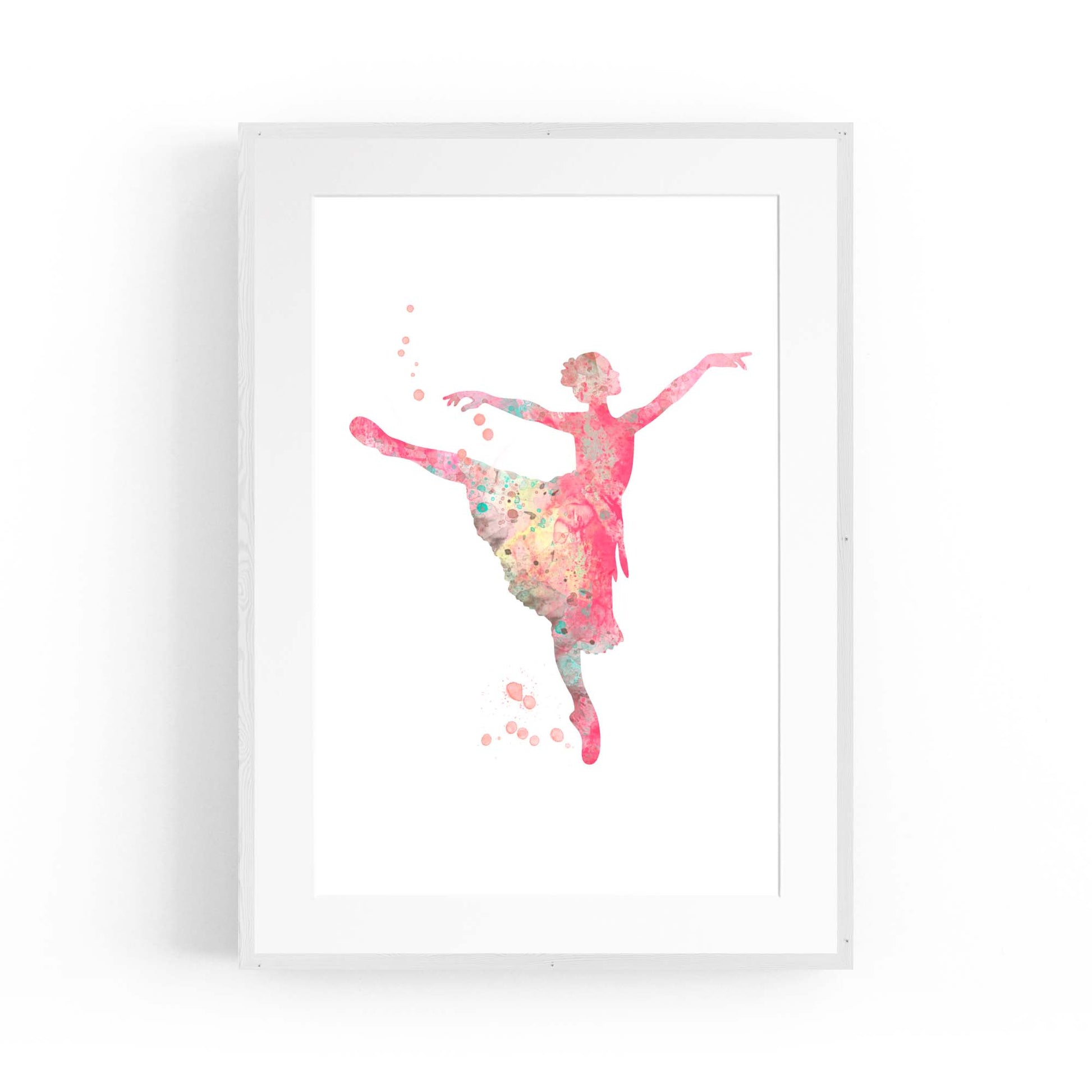 Pink Ballerina Girls Bedroom Ballet Dance Wall Art - The Affordable Art Company