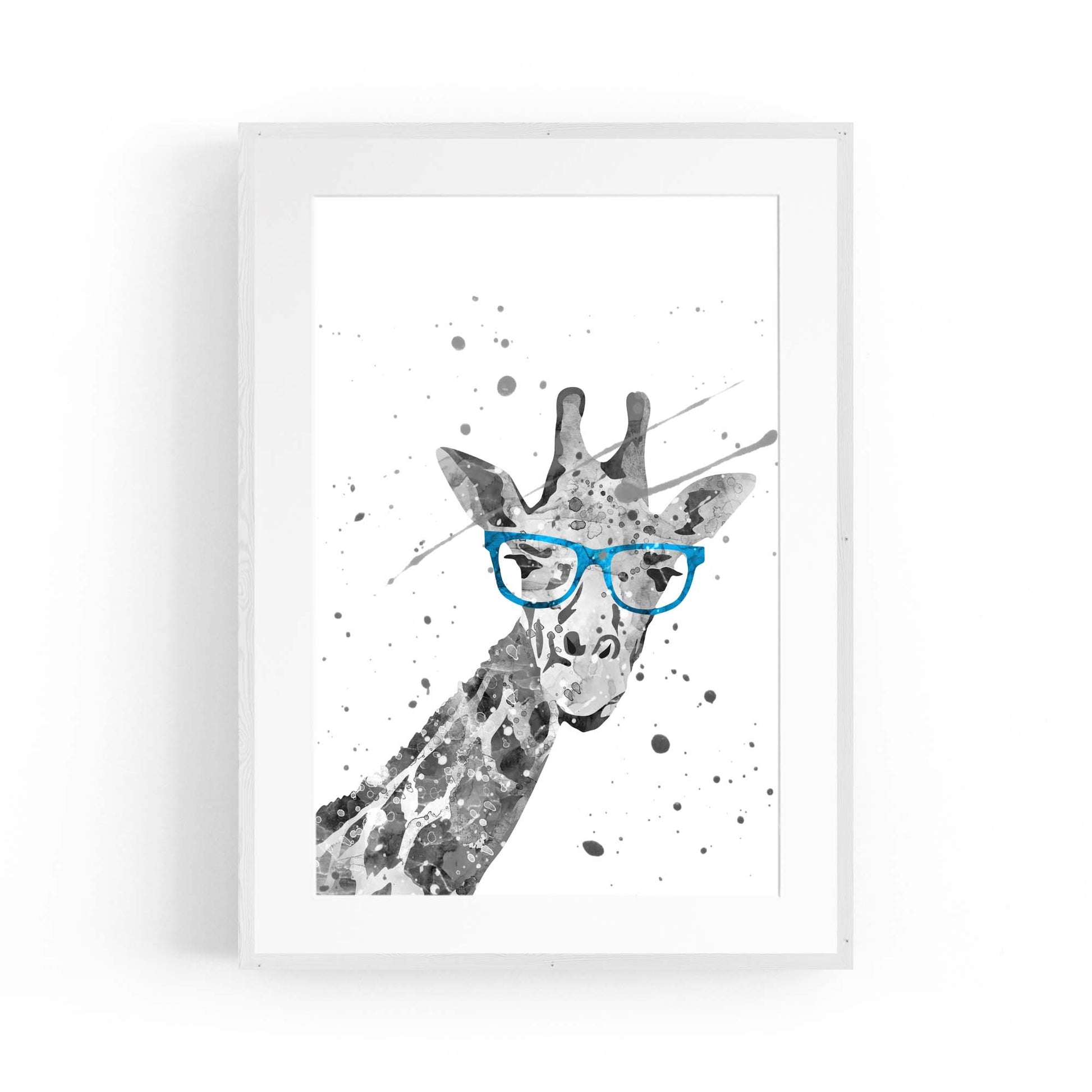 Giraffe with Glasses Cute Nursery Decor Wall Art - The Affordable Art Company