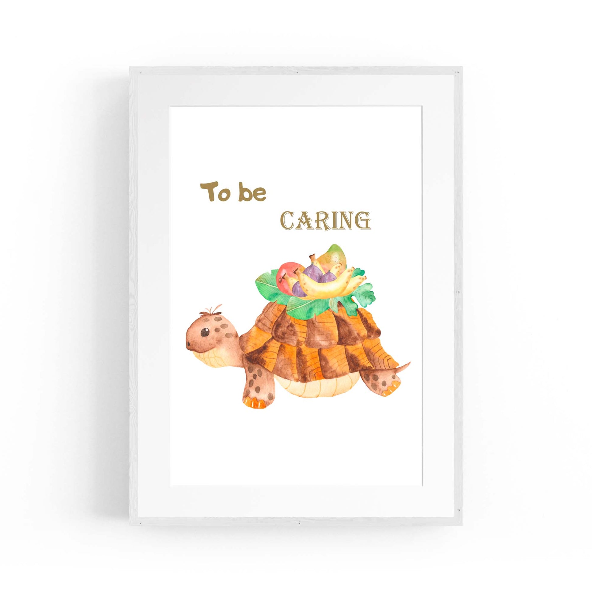 Tortoise "To Be Caring" Quote Nursery Wall Art - The Affordable Art Company