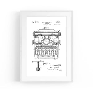 Vintage Typewriter White Patent Wall Art #3 - The Affordable Art Company