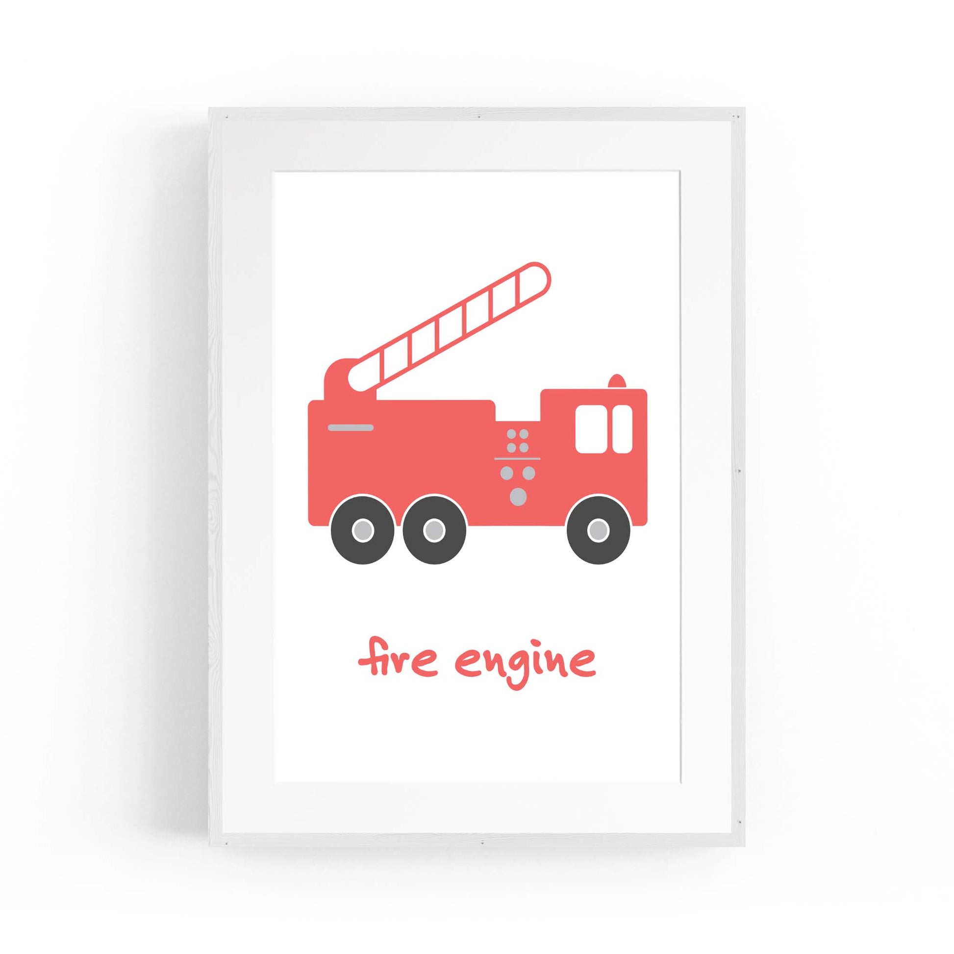 Red Fire Engine Boys Bedroom Nursery Wall Art - The Affordable Art Company