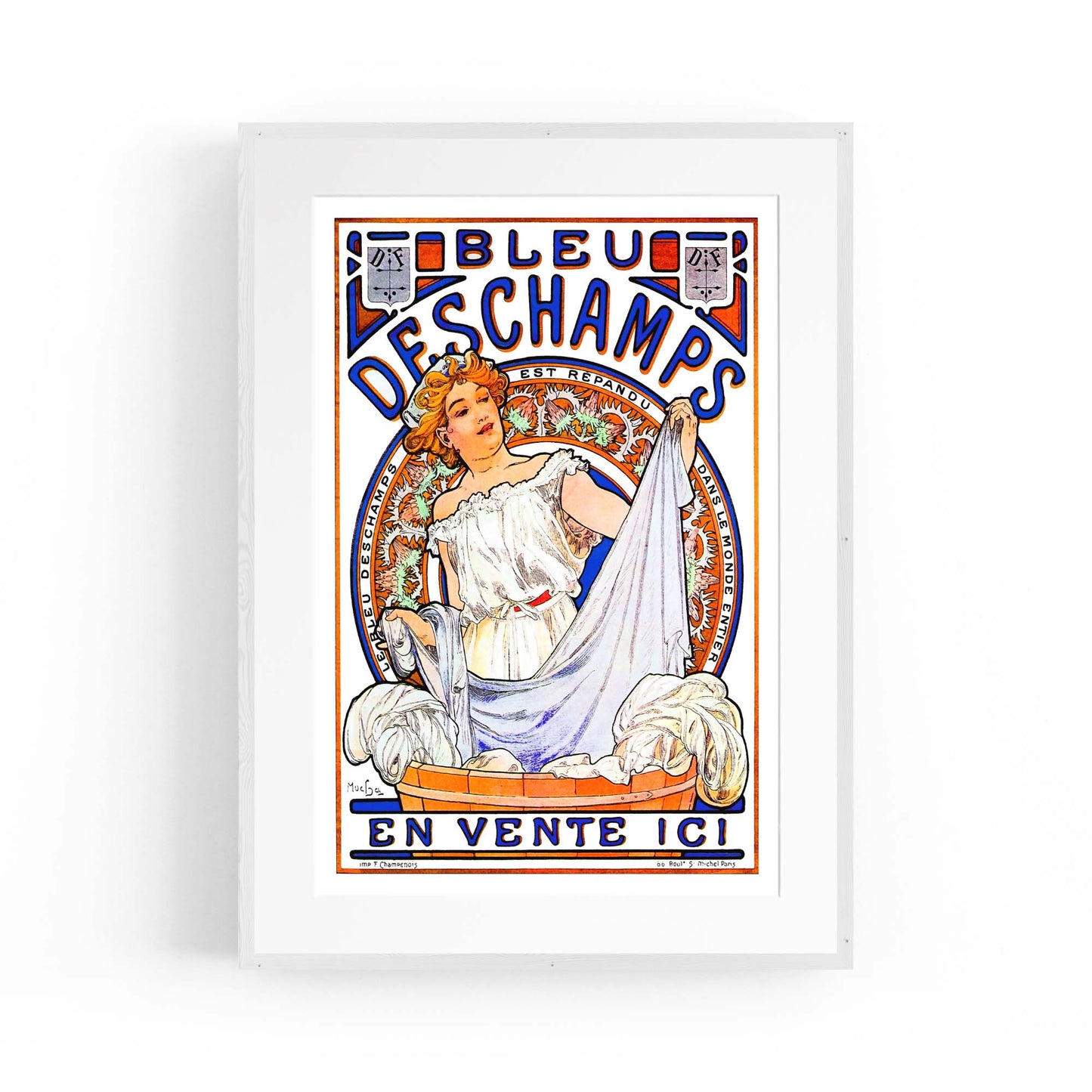 Bleu Deschamps French Vintage Advert Wall Art - The Affordable Art Company