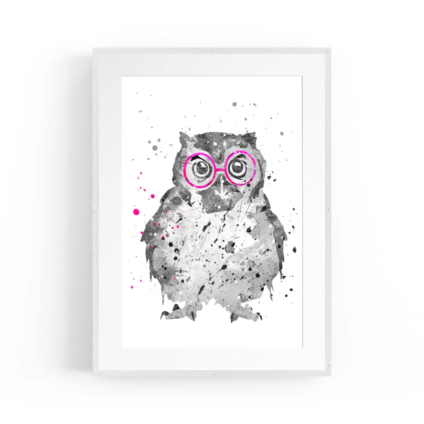 Owl with Glasses Nursery Animal Bedroom Wall Art - The Affordable Art Company