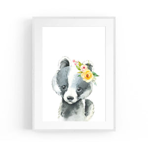 Cute Baby Badger Nursery Animal Gift Wall Art - The Affordable Art Company