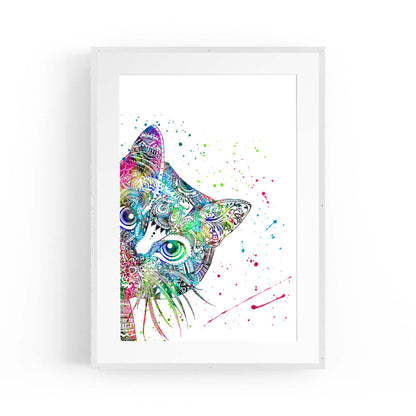 Cat Mandala Cute Animal Pattern Wall Art - The Affordable Art Company