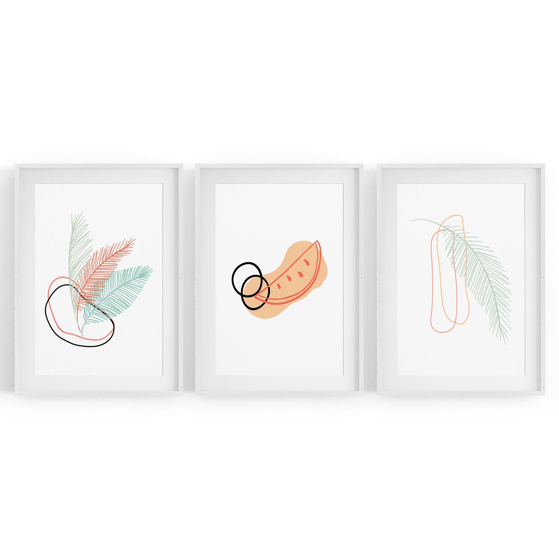 Set of Abstract Feather Kitchen Minimal Wall Art - The Affordable Art Company