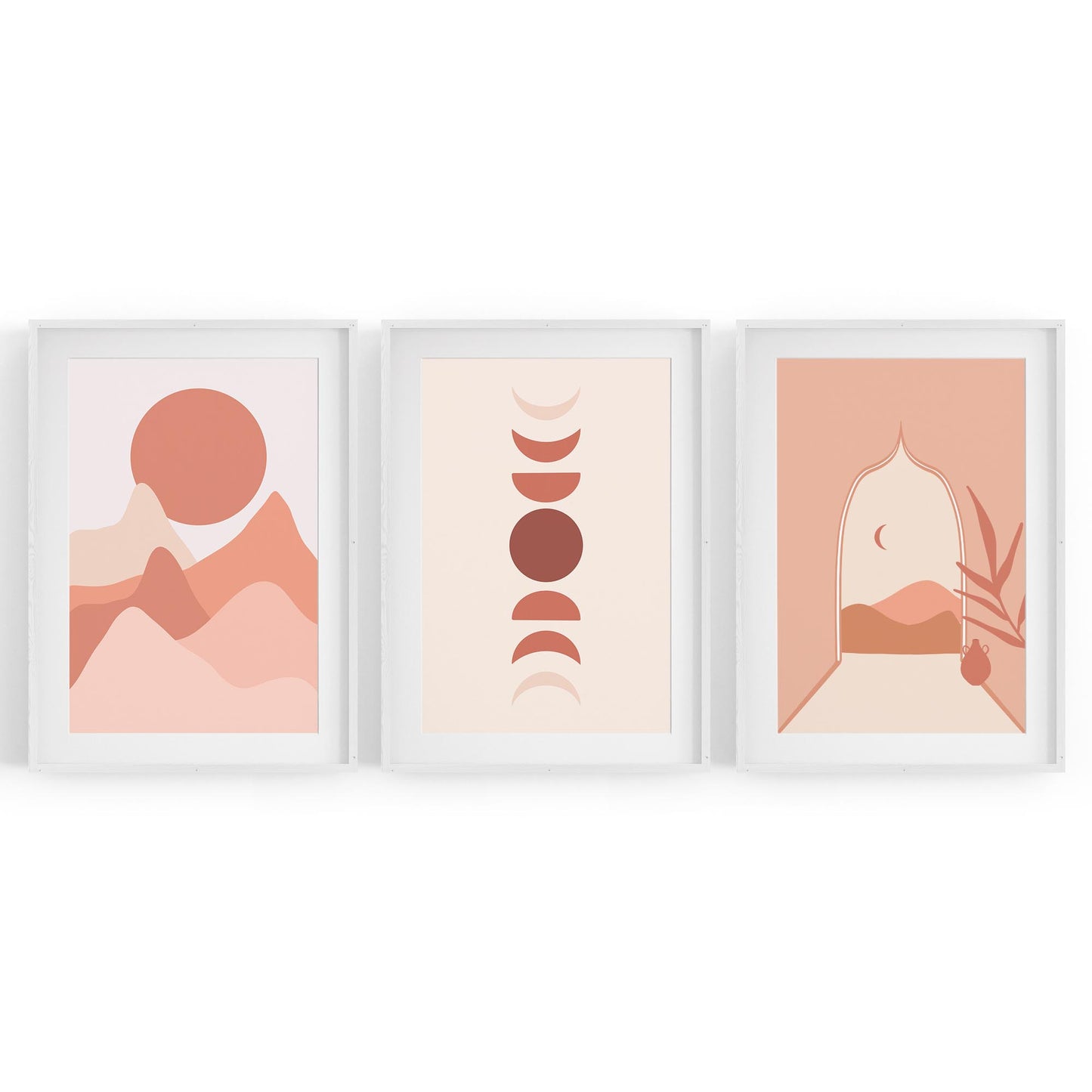 Set of Summer Night Minimal Pink & Pastel Wall Art - The Affordable Art Company