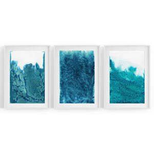 Set of Blue Ink Abstract Painting Faded Wall Art #4 - The Affordable Art Company