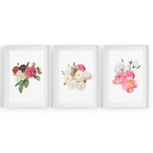 Set of Pink Floral Vintage Botanical Wall Art #1 - The Affordable Art Company