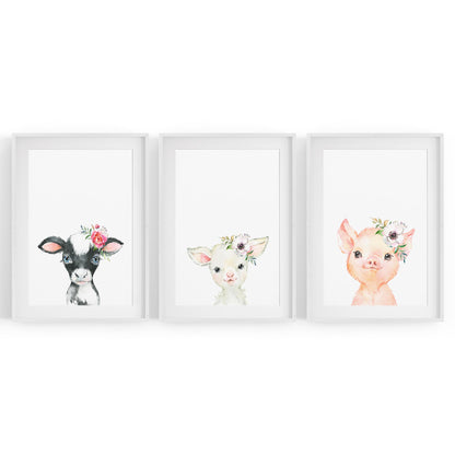 Set of Cute Baby Farm Animals Nursery Wall Art #1 - The Affordable Art Company