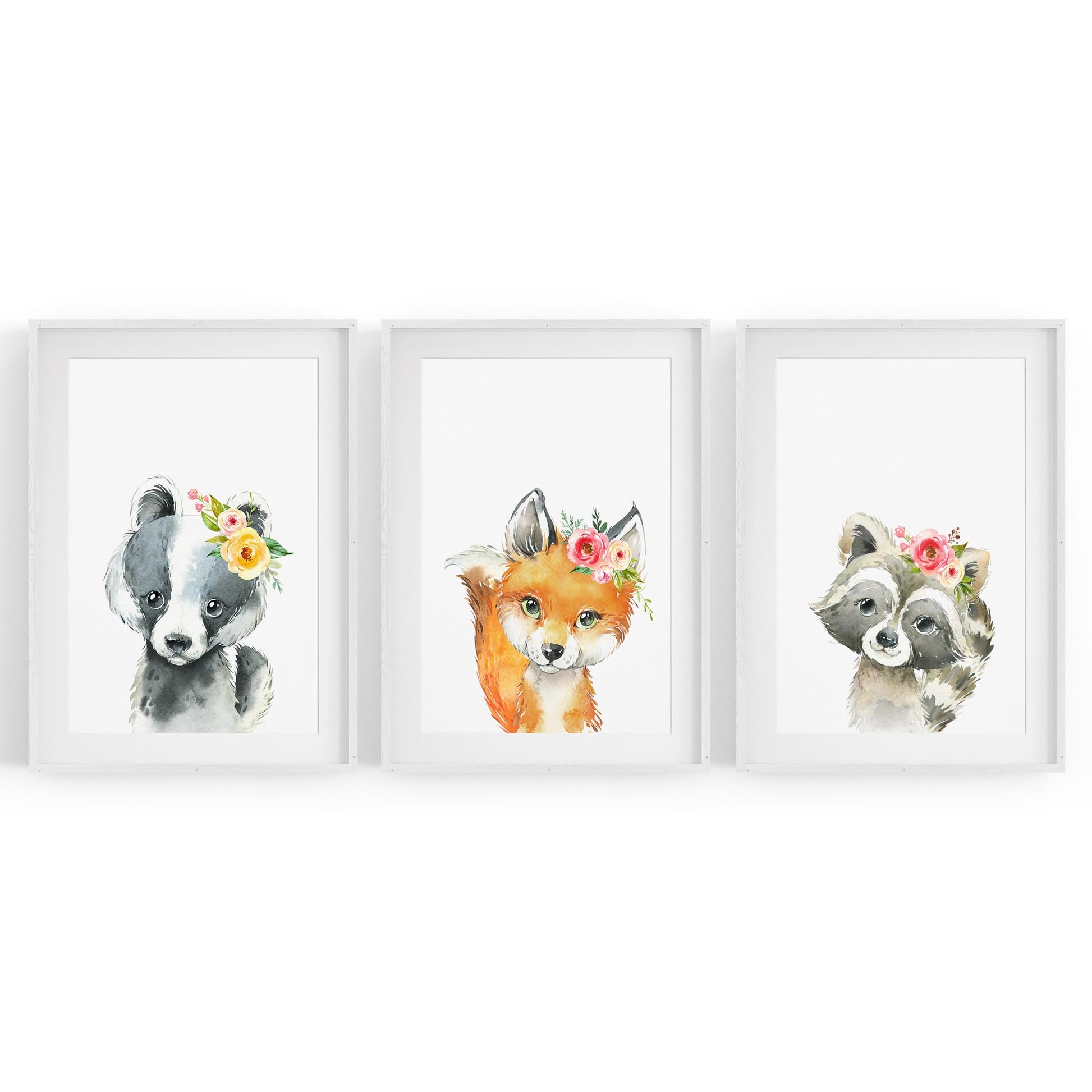 Set of Cute Baby Woodland Animals Nursery Wall Art #2 - The Affordable Art Company