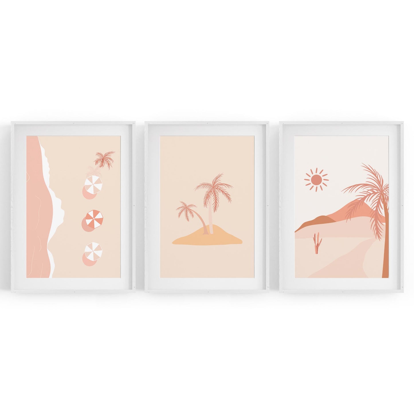 Set of Summer Coastal Pink & Pastel Wall Art - The Affordable Art Company