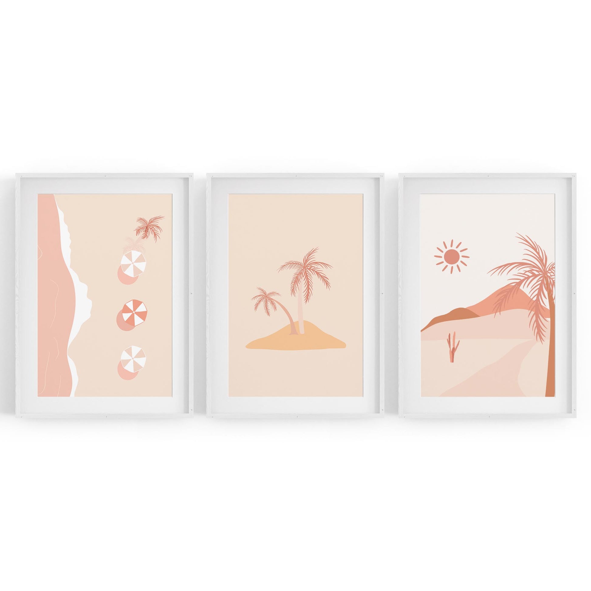 Set of Summer Coastal Pink & Pastel Wall Art - The Affordable Art Company