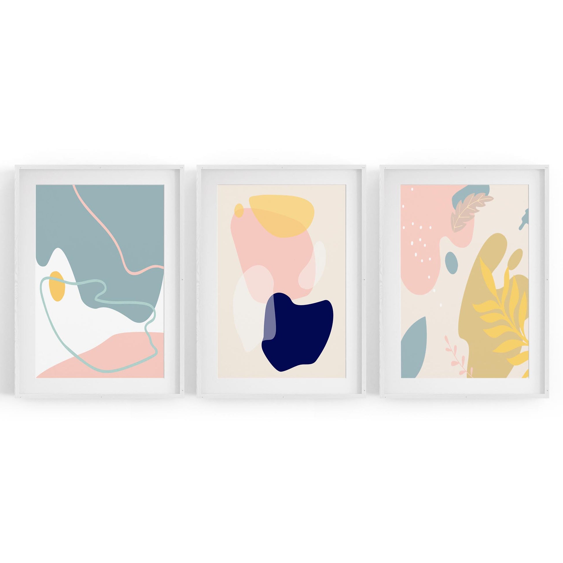 Set of Minimal Calm Abstract Shape Wall Art #1 - The Affordable Art Company