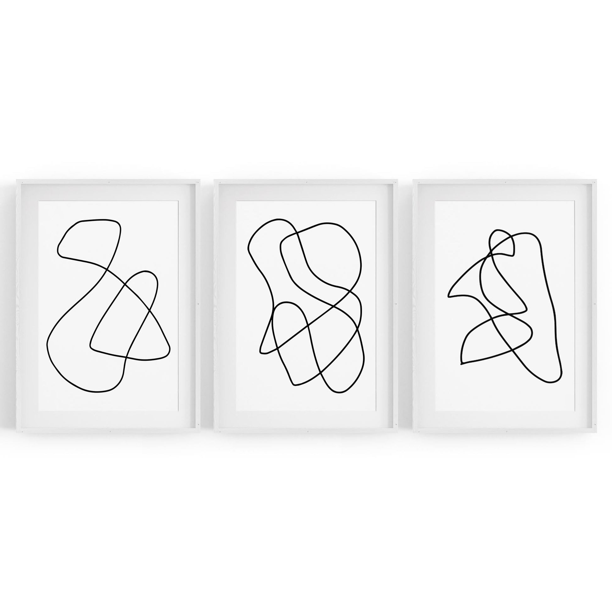 Set of Abstract Line Drawing Minimal Shape Wall Art #2 - The Affordable Art Company