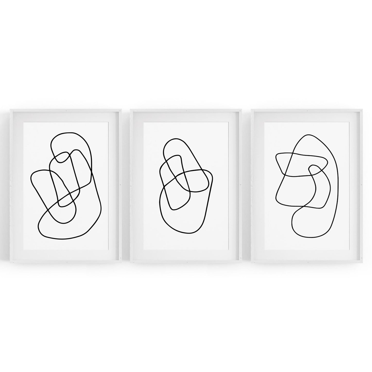 Set of Abstract Line Drawing Minimal Shape Wall Art #1 - The Affordable Art Company