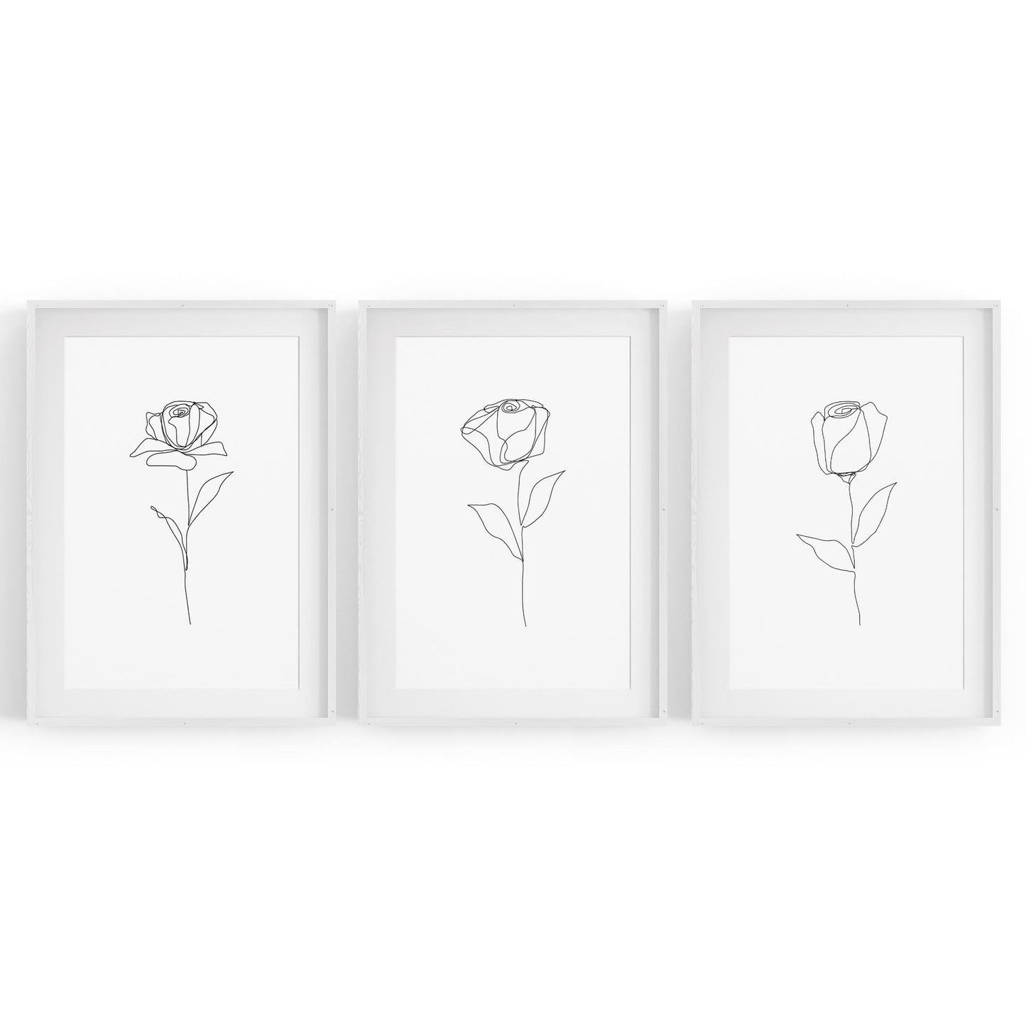 Set of Minimal Flower Line Drawings Wall Art #1 - The Affordable Art Company