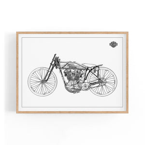 Harley Davidson Motorcycle Patent White Wall Art - The Affordable Art Company