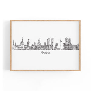Madrid Spain Cityscape Drawing Travel Wall Art - The Affordable Art Company